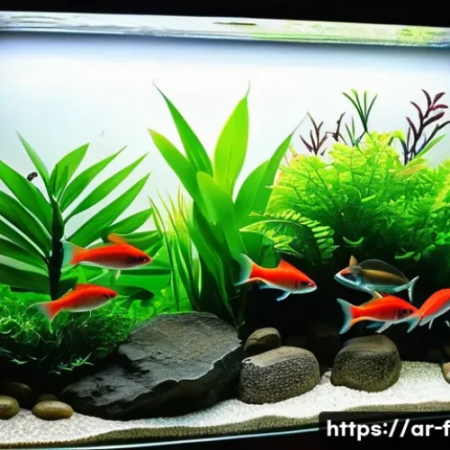 Home 32 네온테트라 관리법 - A vibrant aquarium scene featuring a well-maintained neon tetra tank with a minimum of six neon tetr...